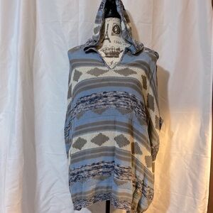 Monroe and Main Aztec hoodie Poncho with sleeves